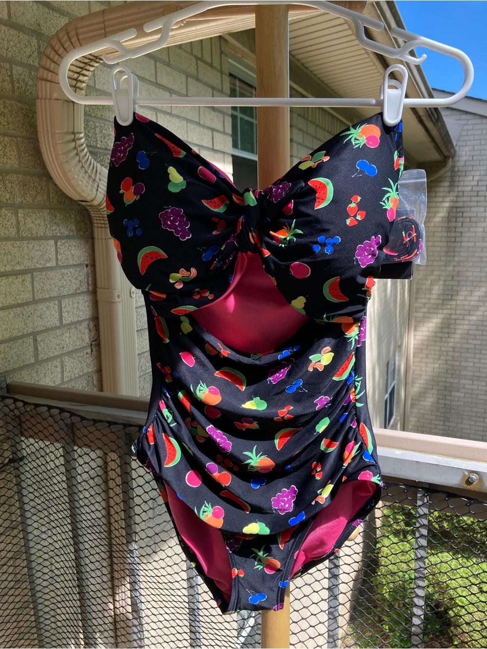 NWT Kate Spade Black One Piece Swimsuit Colorful Fruit Print Bathing Suit - Picture 14 of 16